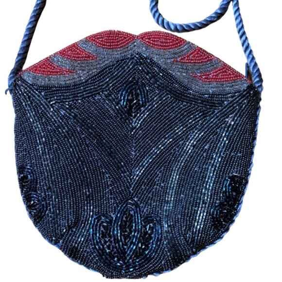 Vintage 90s beaded sequin evening crossbody purse - Picture 5 of 13